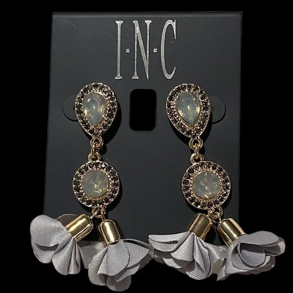🌈 INC Gold-Tone Crystal Petal Double Drop Earrings